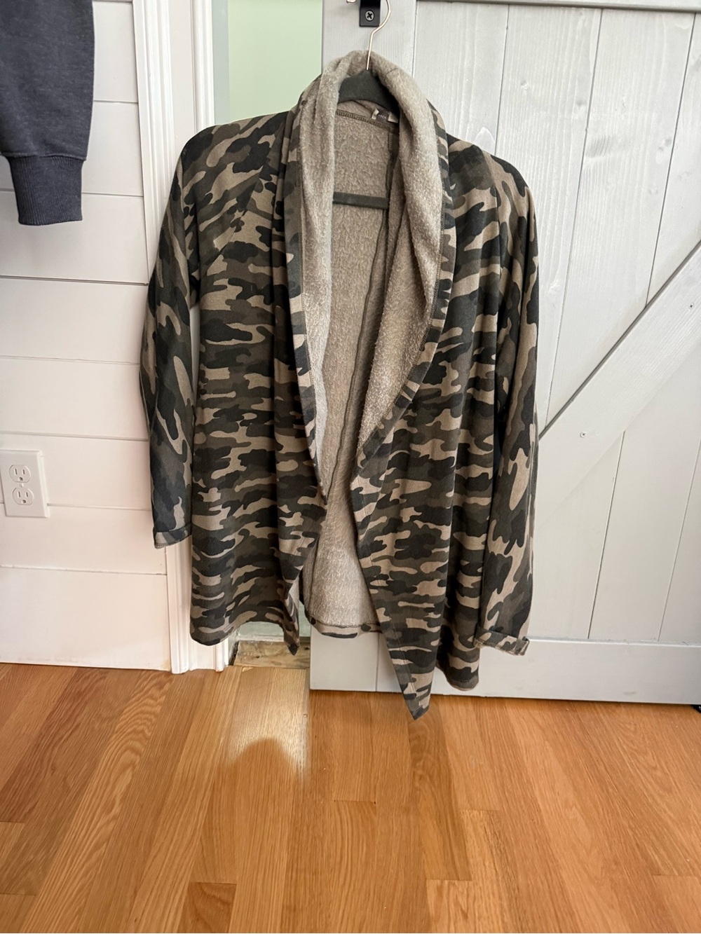 Lucky Brand Olive and Tan Fleece-Lined Cardigan